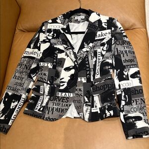 Ooh! La, La! Couture Black and White Graphic Blazer